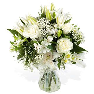 White hand tied bouquet