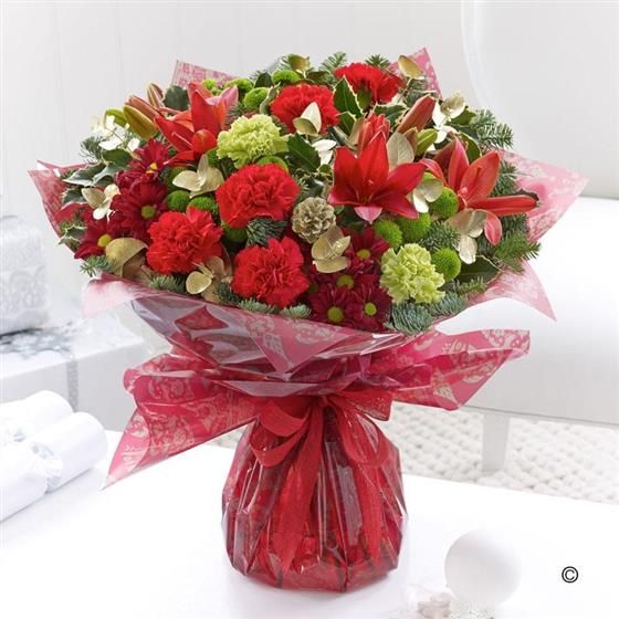 Red hand tied bouquet