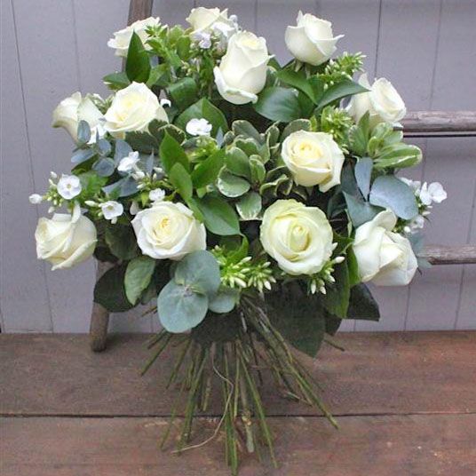 Dozen white rose bouquet