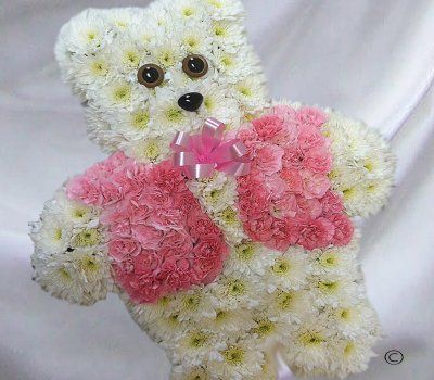 Pink teddy bear funeral tribute