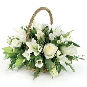 white basket arrangement